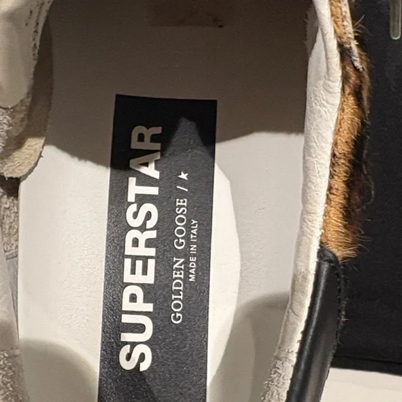Golden Goose White and Leopard Sneakers